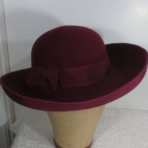 Don Anderson Hat 60s Vintage Burgundy Dome Bolero Felt Saks 5th Ave Size 6 7/8